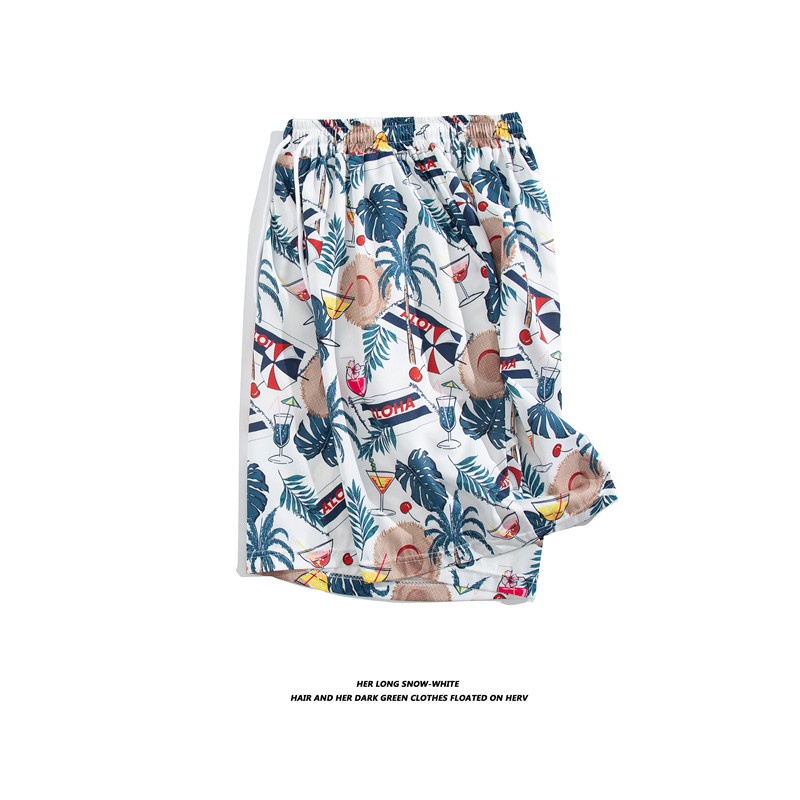 Quần Short Dây Rút Mỏng Thoáng Khí In Họa Tiết Hoạt Hình Phong Cách Hawaiian Thời Trang Mùa Hè Chất Lượng Cao Cho Nam