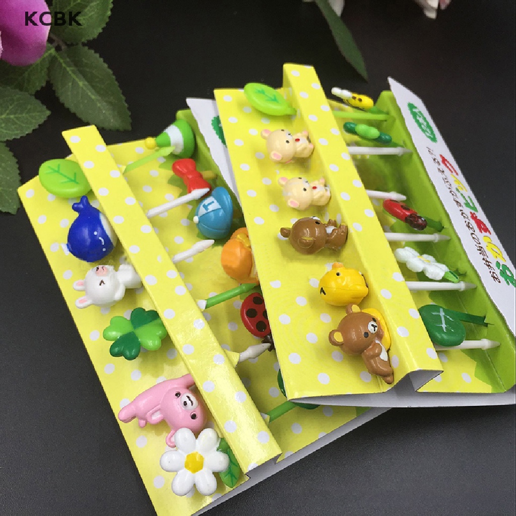 Set 12 Nĩa Ghim Trái Cây Hình Dáng Hoạt Hình Xinh Xắn