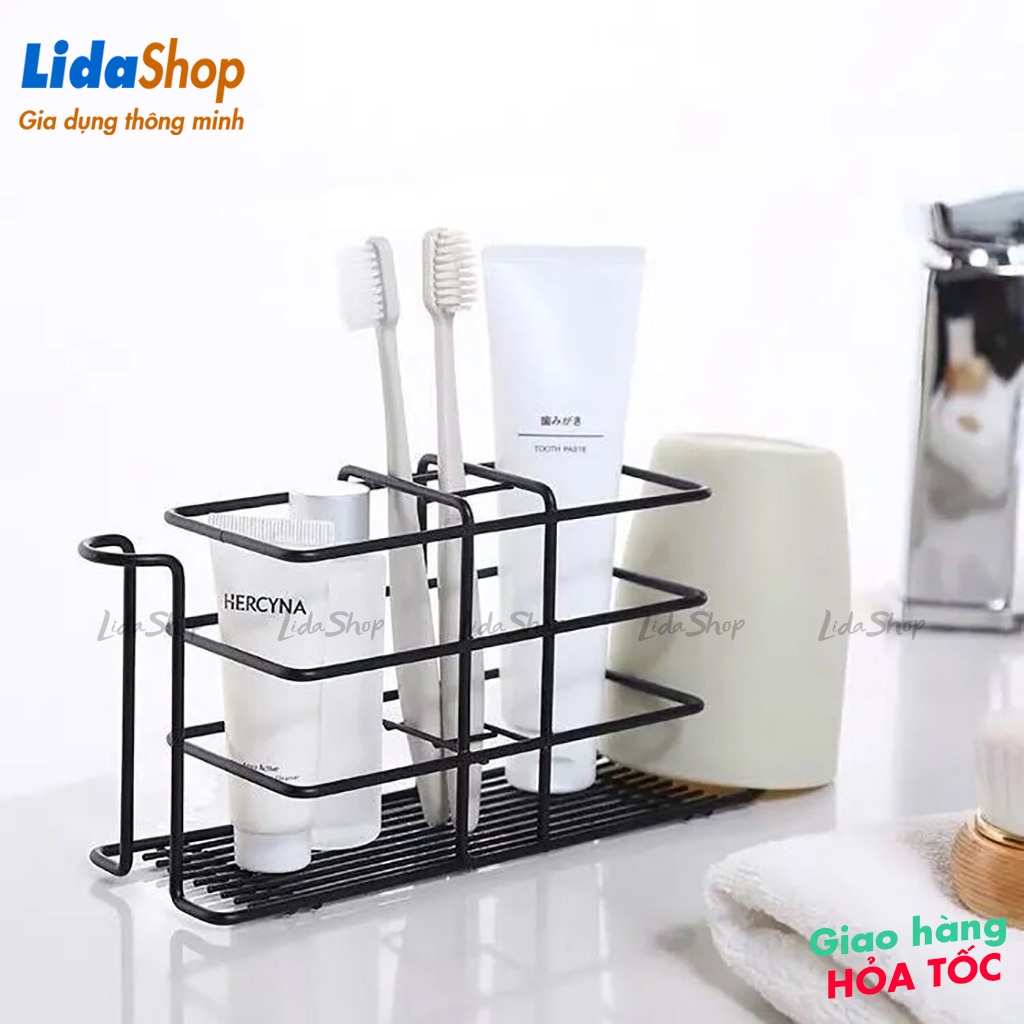 Kệ đựng đồ nhà tắm dán tường Lidashop, giá để đồ nhà tắm đựng bàn chải kem đánh răng treo tường