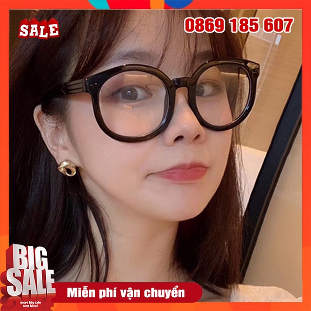 Mắt Kính Nữ Thời Trang Nam Nữ Giả Cận Gọng Tròn, Mắt Kính Không Độ Chống Tia UV Bảo Vệ Đôi Mắt