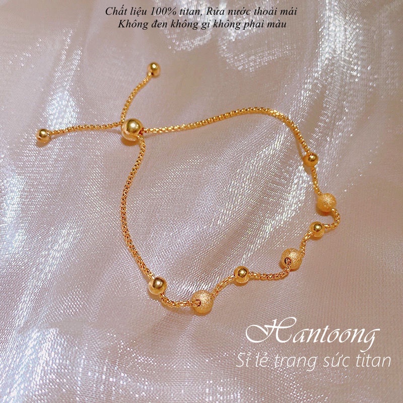 Lắc tay titan nữ không gỉ thiết kế dạng bi phun cát kiểu dáng rút sợi có thể điều chỉnh kích cỡ mẫu mới