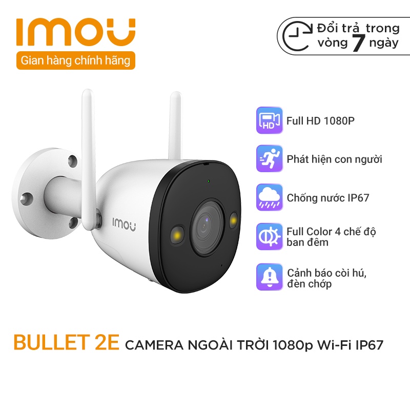 Camera Bullet 2E IP full HD Wifi Imou IPC-F22FP (Có màu ban đêm) - Ngoài Trời IP6 Giám Sát Hồng Ngoại - Bảo Hành 2 Năm