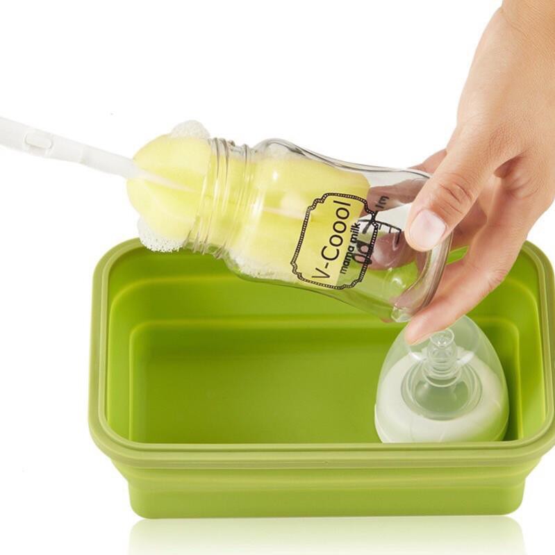 Khay úp bình sữa vcoool gấp gọn tiện lợi, tặng kèm cọ