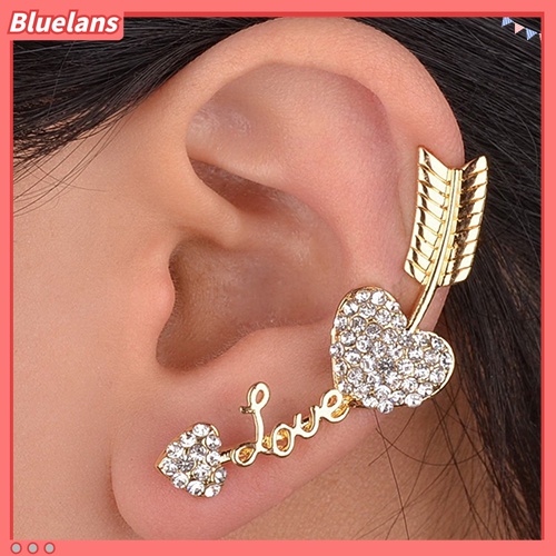 Khuyên vành tai đính đá hình tim, mũi tên độc đáo