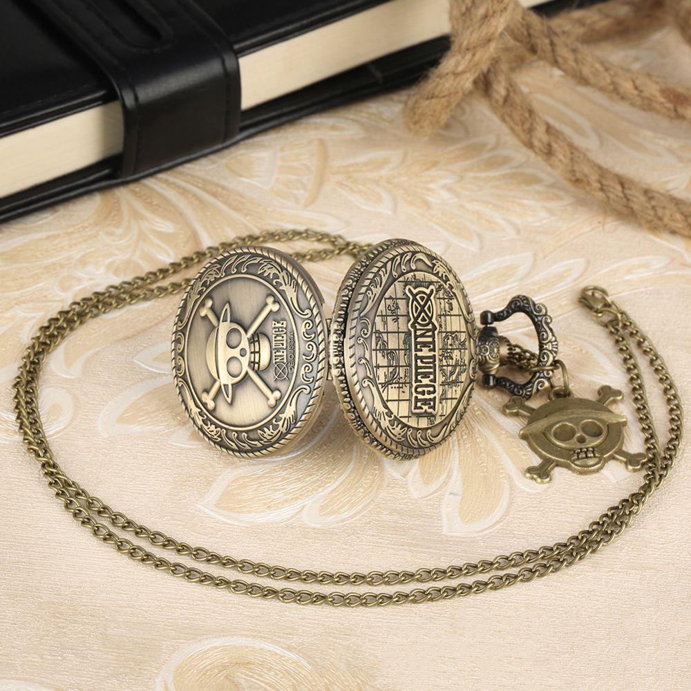 Đồng Hồ Quả Quýt Chạm Khắc Hình Đầu Lâu Luffy Phong Cách Steampunk Vintage Độc Đáo Thời Trang