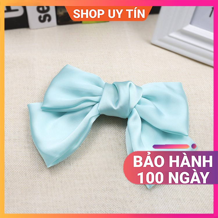 [NowShip - Giao Ngay] Kẹp Tóc Đính Nơ Lụa Cao Cấp - Cặp Tóc Nữ Đẹp Màu Xanh Min