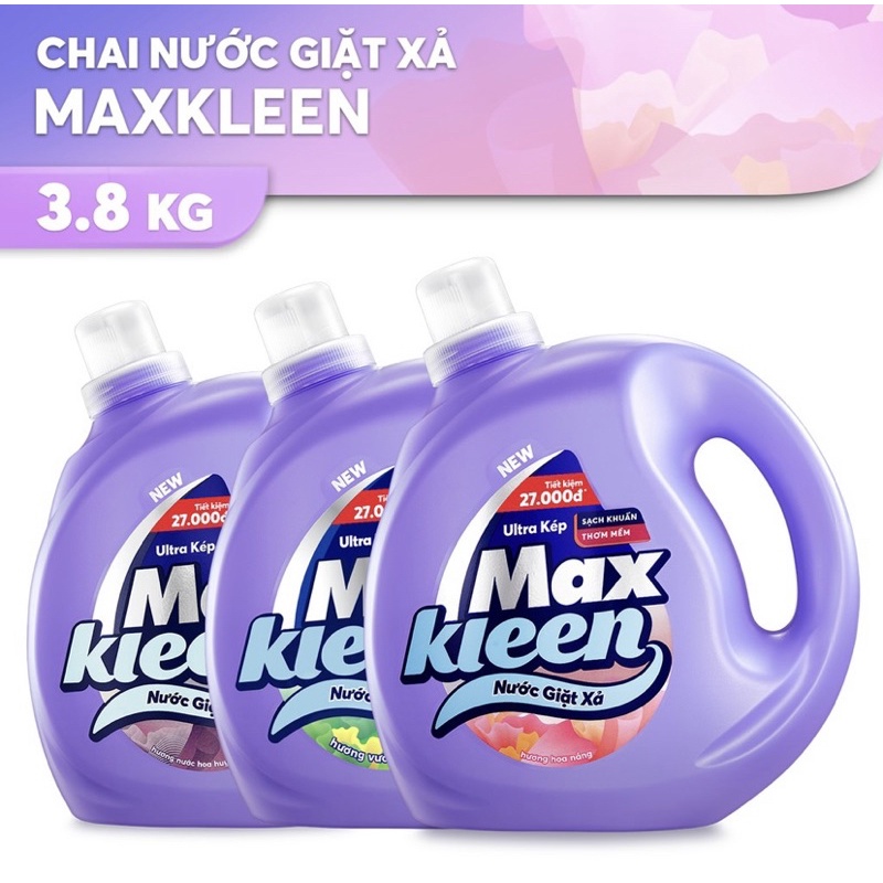 Chai Nước Giặt Xả MaxKleen Sạch Khuẩn Thơm Mềm