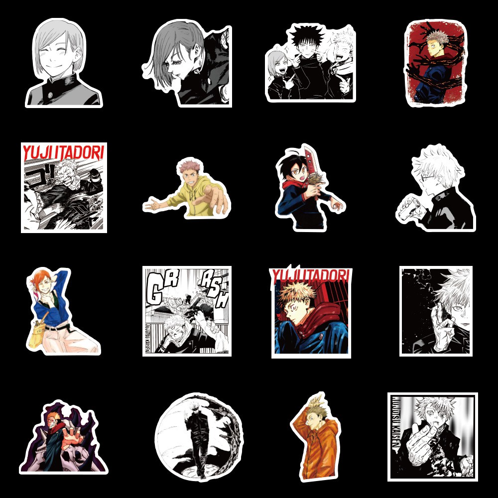 Miếng dán Sticker anime Jujutsu Kaisen trọn bộ 50 hình - In rõ ràng sắc nét khó tróc