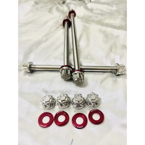 Cặp cốt inox salaya trước sau kèm full tán , lông đền kitaco gắn mọi xe siêu sáng đẹp