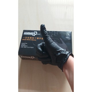 2 Đôi găng tay detailing chuyên nghiệp, bảo vệ tay khi chăm sóc xe - Black Nitrile Gloves