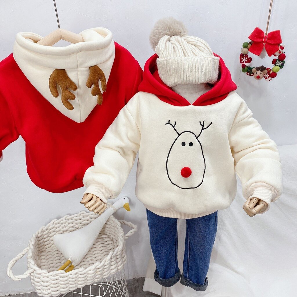 Áo Hoodie Nỉ Bông Tuần Lộc Cho Bé Trai, Bé Gái MinKy BABY