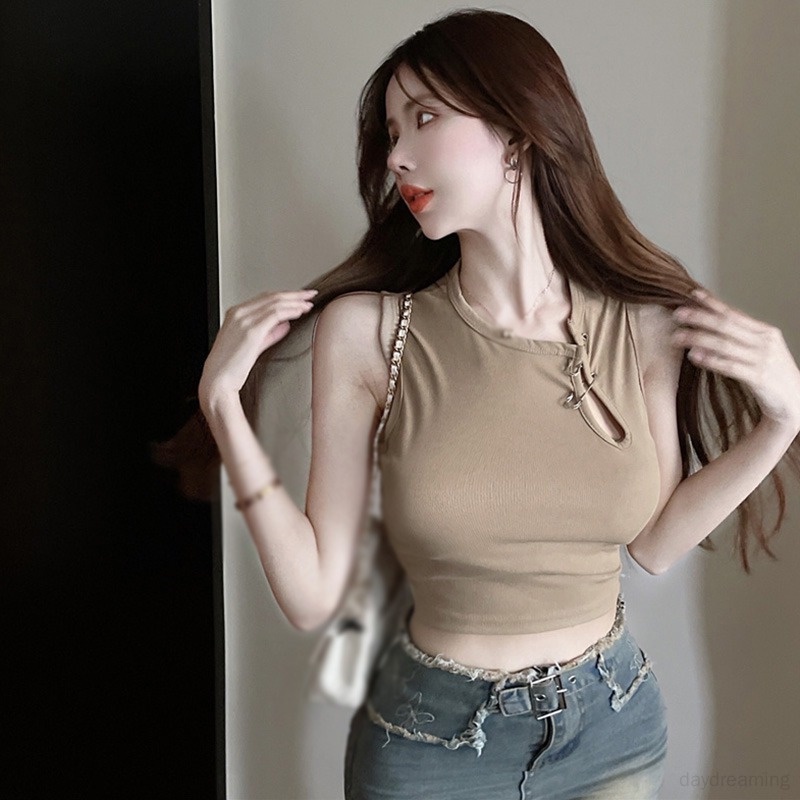 Áo Tank Top Sát Nách Dáng Ôm Thời Trang Mùa Hè Quyến Rũ Cho Nữ