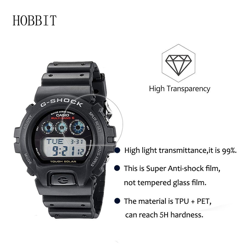 Bộ 3 miếng dán bảo vệ màn hình đồng hồ LCD chống trầy xước trong suốt cho Casio G-Shock Dw6900 Gw6900 Gw7900 Gr8900