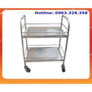 Xe đẩy inox 2 tầng - xe tiêm inox 2 tầng