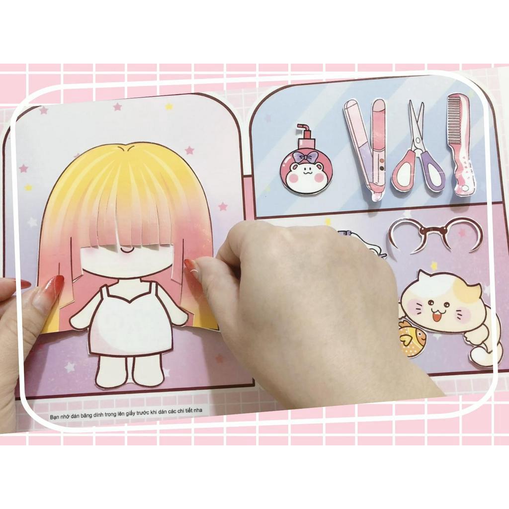 Bộ tranh tiệm cắt tóc-ĐỒ CHƠI CẮT DÁN-BÚP BÊ GIẤY