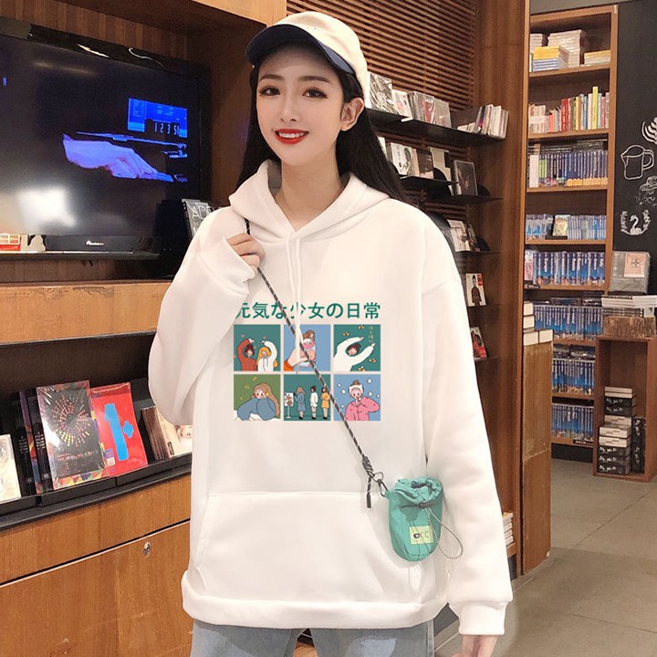 Áo hoodie nỉ thời trang nữ họa tiết 6 ô vuông , Fresize cho nữ dưới 58 kg