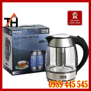 Ấm đun nước siêu tốc lebenlang đức - bình thủy tinh dung tích 1.8l - hàng chính hãng bảo hành 2 năm