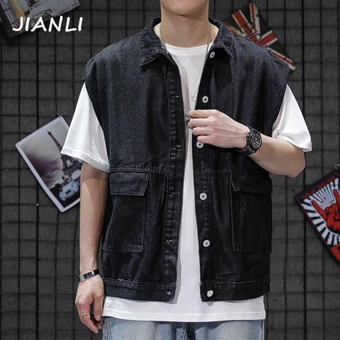 Áo Khoác Denim Không Tay Dáng Rộng Phong Cách Retro Hong Kong Hợp Thời Trang Mùa Xuân Cho Nam