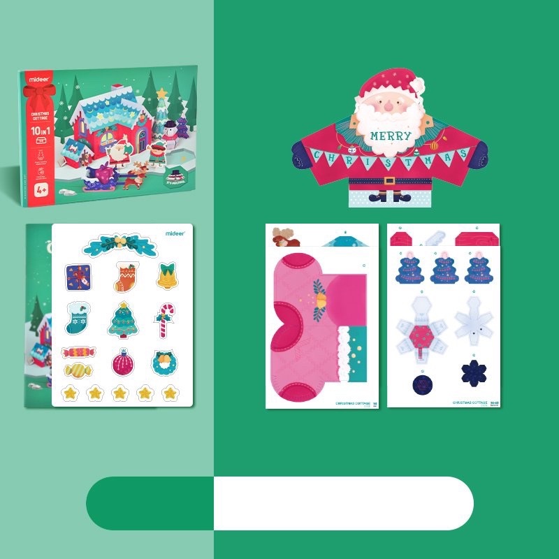 Bộ Thủ Công Gấp Giấy Origami 3D Chủ Đề Ngôi Nhà Giáng Sinh Mideer Origami Christmas Cho Bé Từ 4 Tuổi - CleverKids