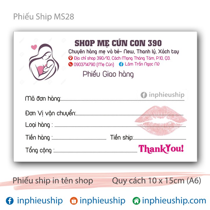 Phiếu giao hàng Mẹ và bé