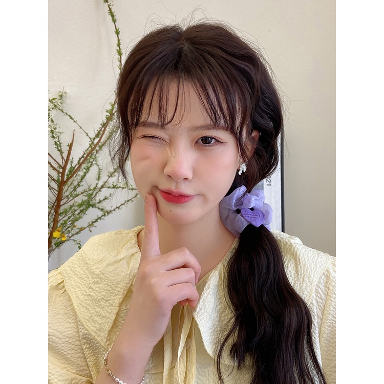 Dây Cột Tóc Cao Su Bản Lớn In Họa Tiết Hoạt Hình Gấu Trái Tim Màu Xanh Dương