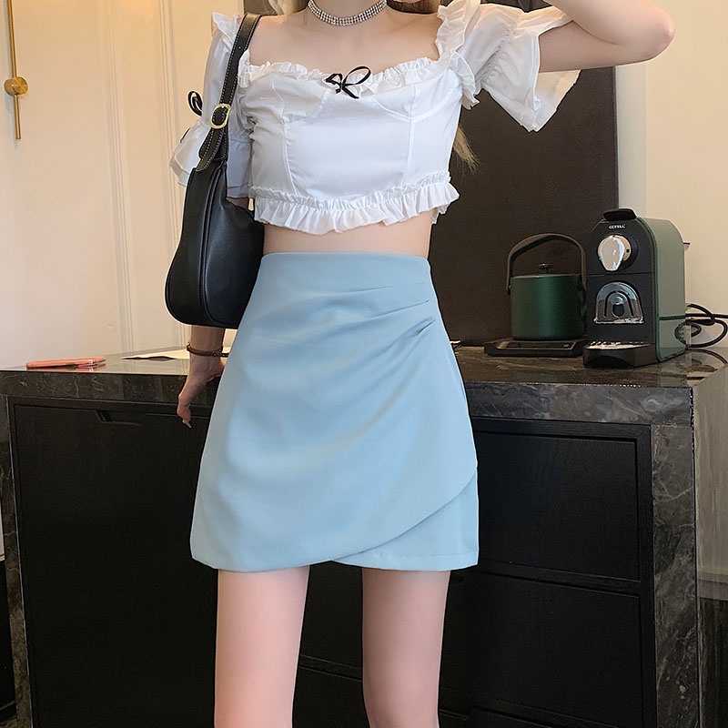 Chân váy IELGY  chữ A màu trơn thời trang cho bạn gái