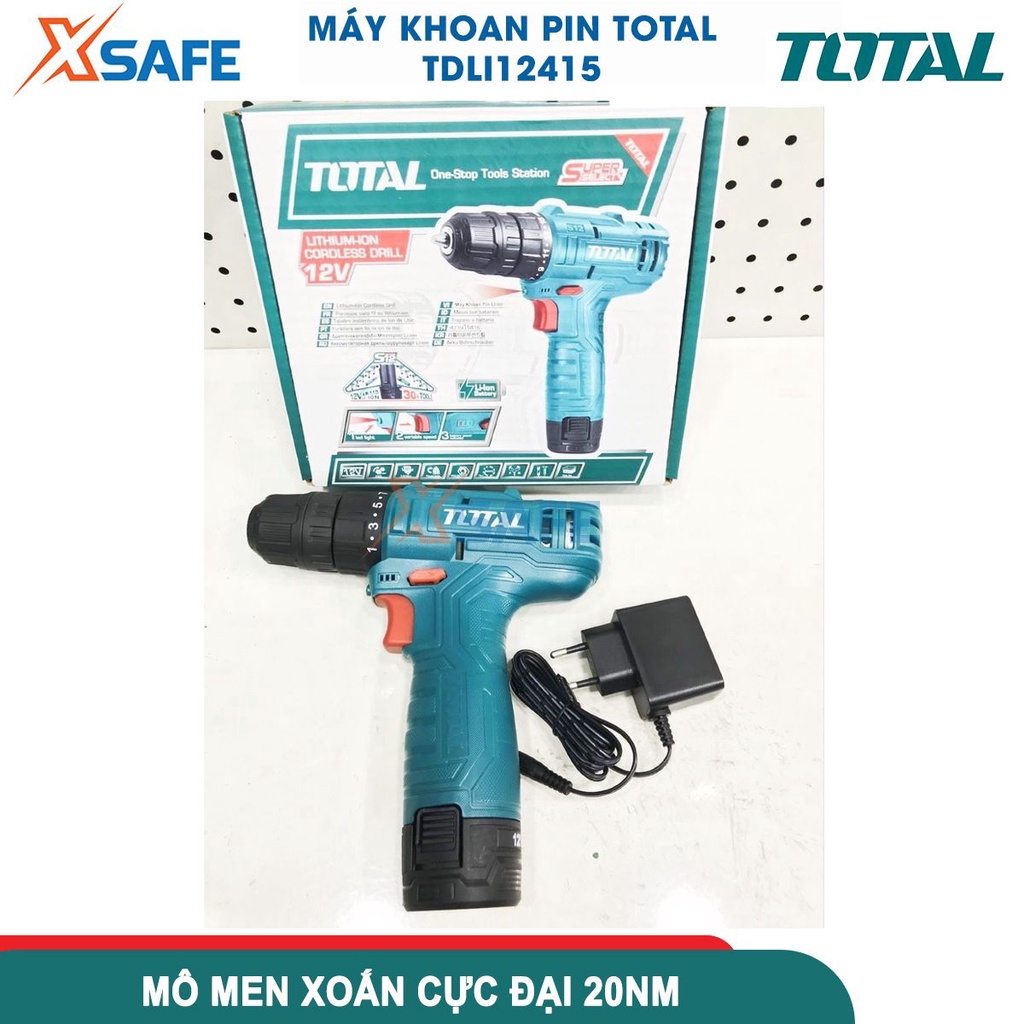 Máy khoan pin cầm tay 12V Total 10mm siêu nhỏ gọn, khoan tường gỗ sắt, bắn vít chỉnh tốc đảo chiều, đầu kẹp tự động