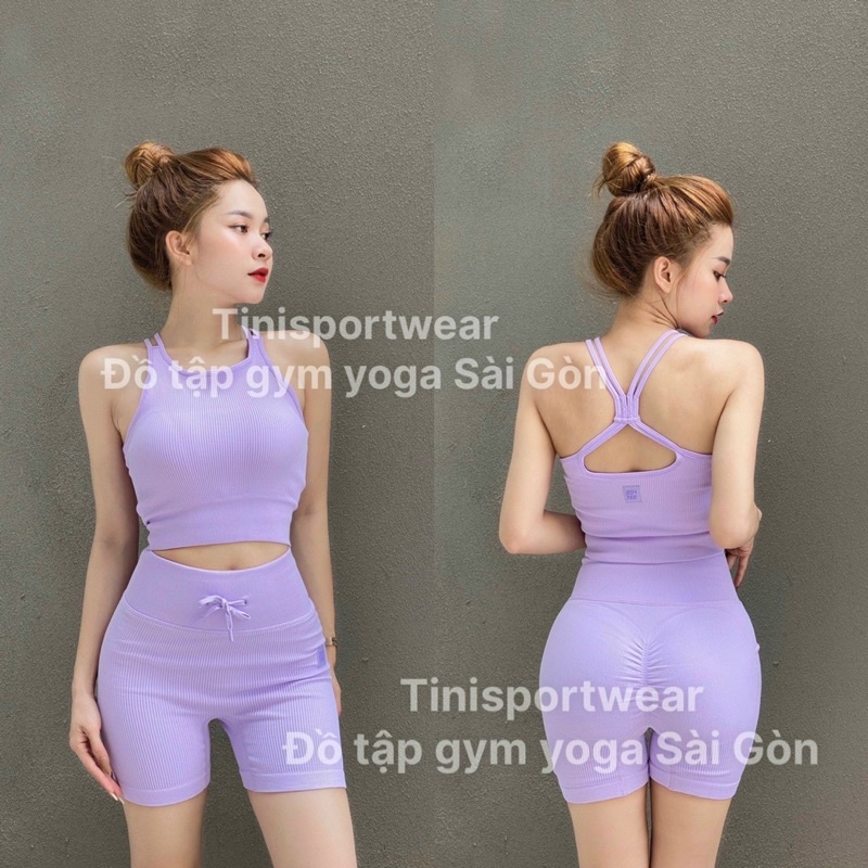 Bộ Botee Power Áo Bra Dây Quần Đùi Tập Gym Yoga Aerobic Chạy Bộ