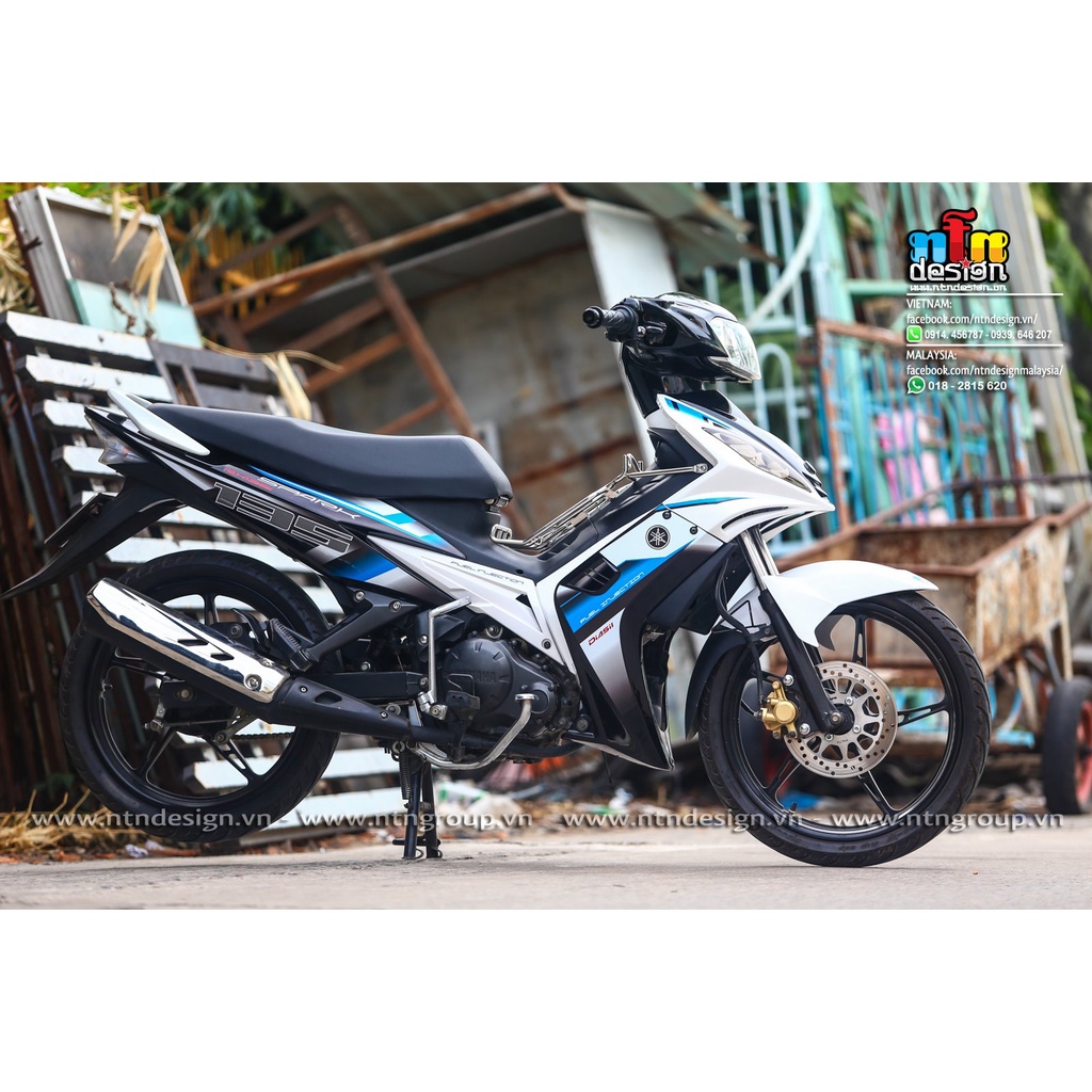 Tem Rời Dán Xe Exciter 2009 Mẫu Spark Trắng Xanh Đen Cực Đẹp, Hàng 3 Lớp Chất Lượng Cao
