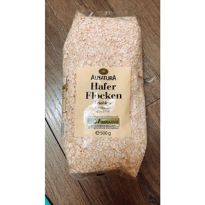 Yến mạch Hafer Flocken Bio Alnatura Đức cán vỡ 500gr