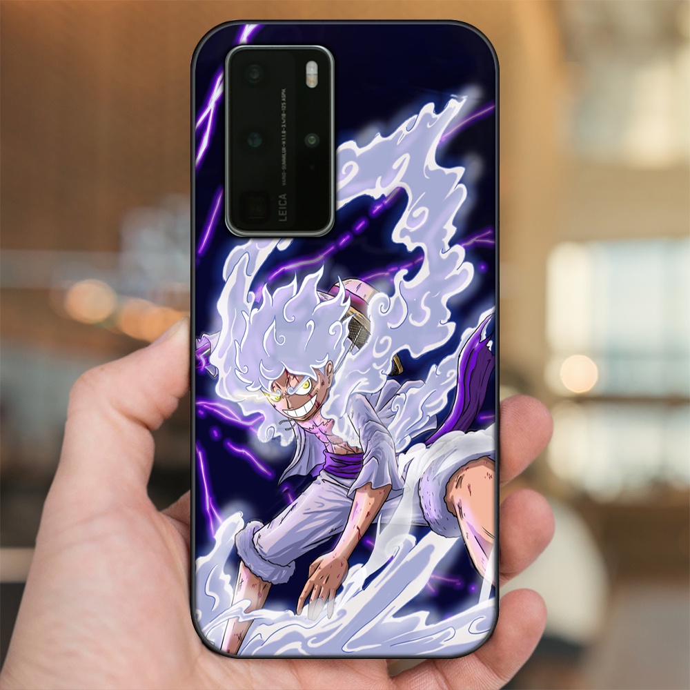 Ốp lưng Huawei P40 Pro viền đen in hình Luffy One Piece