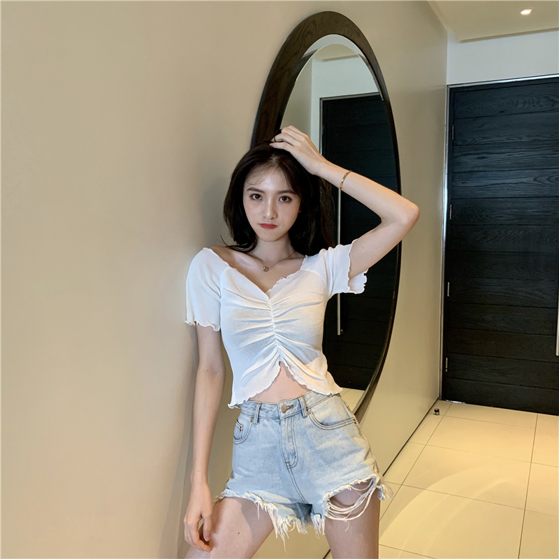 Áo Croptop Nữ Tay Ngắn Phong Cách Hàn Quốc