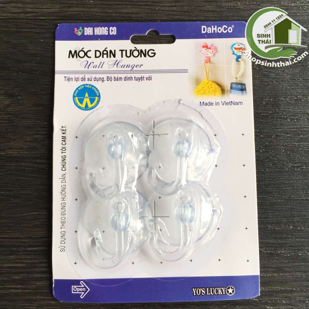 Vỉ 4 cái móc hít kính - móc treo tường kính - móc treo đồ dán tường kính , đường kính 4,5cm