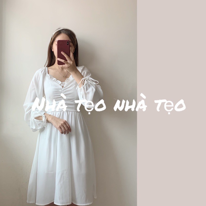 VÁY TRẮNG CÔNG CHÚA CÓ CHUN LƯNG CO GIÃN