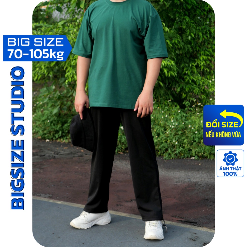 Quần ống rộng ống suông baggy ĐEN TRƠN dành cho người béo BIGSIZE STUDIO