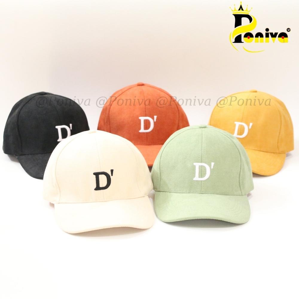 Mũ lưỡi trai ❤️ Nón kết thêu chữ D' chất nhung mịn form unisex D636 phong cách Ulzzang Thời trang PONIVA siêu hot
