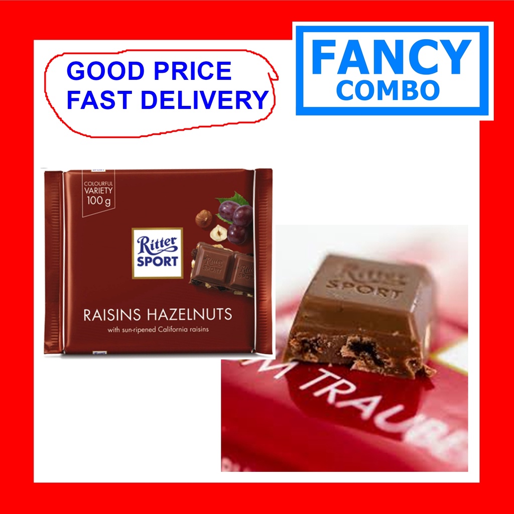 Socola sữa nhân nho khô và hạt dẻ (100g) Ritter Sport, Sản Phẩm Nhập Khẩu Đức