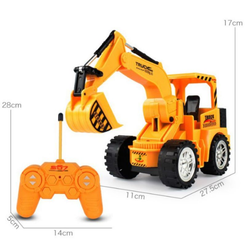 Đồ chơi xe cẩu máy múc điều khiển từ xa cho bé , có chế độ xúc đất , pin sạc được