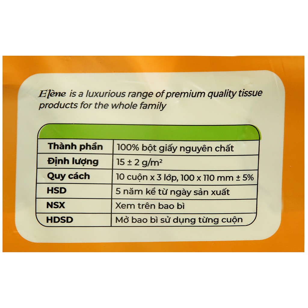 GIẤY VỆ SINH GẤU TRÚC ELENE VIỆT NAM Than Tre Cao Cấp - 10 cuộn/bịch Có Lõi - 3 LỚP DÀY MỊN, TỰ NHIÊN KHÔNG TẨY TRẮNG