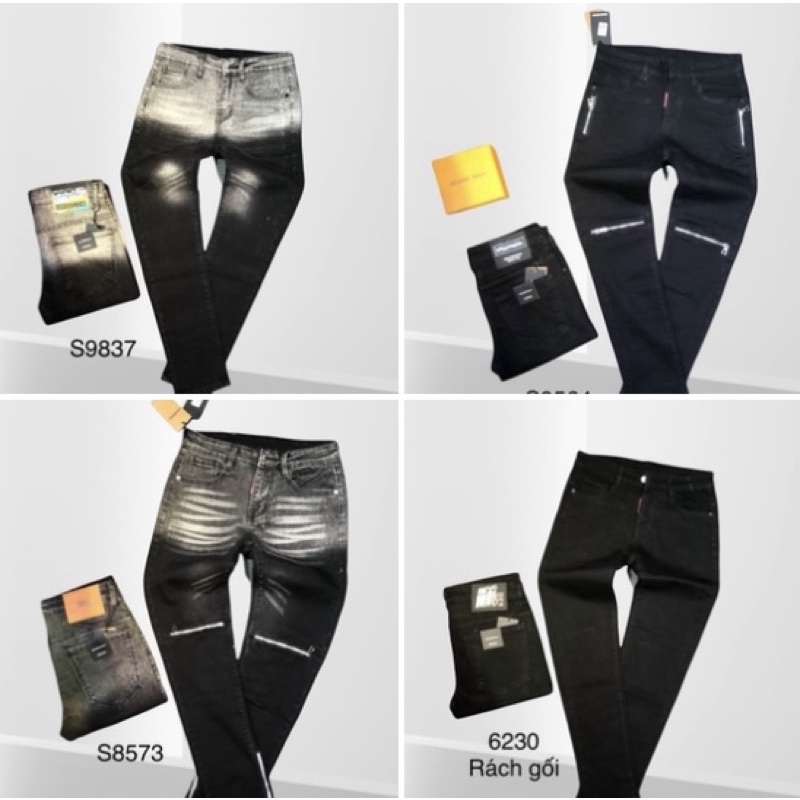 Quần jean thời trang có hoạ tiết phối mầu, Quần bò ống côn nam phong cách hàn quốc btshop từ 28 đến 32