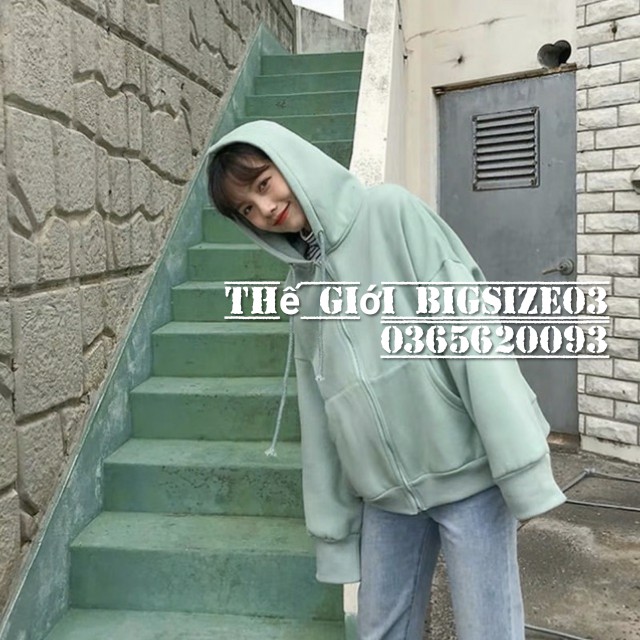 Áo hoodie khóa zip unisex xanh ngọc M L XL 2XL 40kg - 85kg | BigBuy360 - bigbuy360.vn