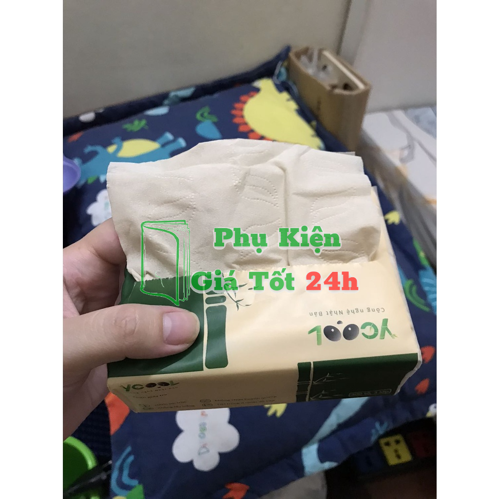 Giấy ăn Gấu Trúc YCOOL, khăn giấy rút đa năng, bột tre tự nhiên thùng 30 gói/ 300 tờ/ 4 lớp