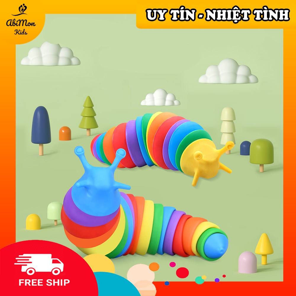 Đồ Chơi Con Sâu 3D Vui Nhộn (giảm stress - size to 19 cm) ☘️ Montessori ✨ Đồ chơi Giáo Dục - An toàn - Thông minh