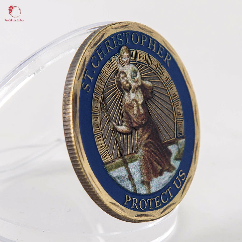 Đồng xu lưu niệm khắc chữ patron saint Christopher kỉ niệm