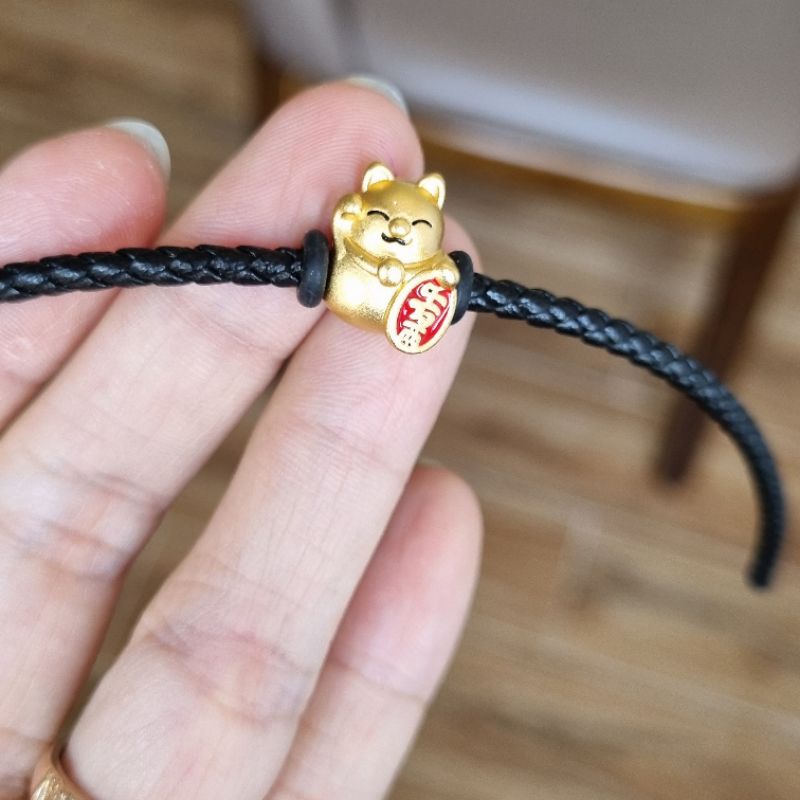 Charm mèo thần tài mạ vàng 999 không đen, rỉ