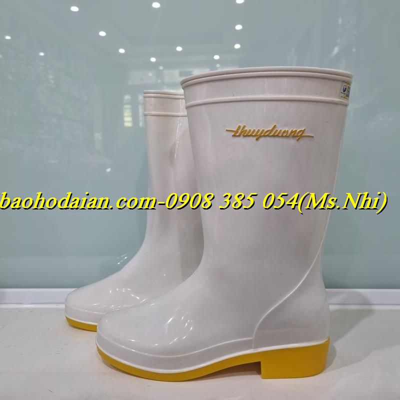 Ủng nhựa công nhân chính hãng Thùy Dương- Màu Trắng Đê Vàng - 287 (Kèm Hình Thật)