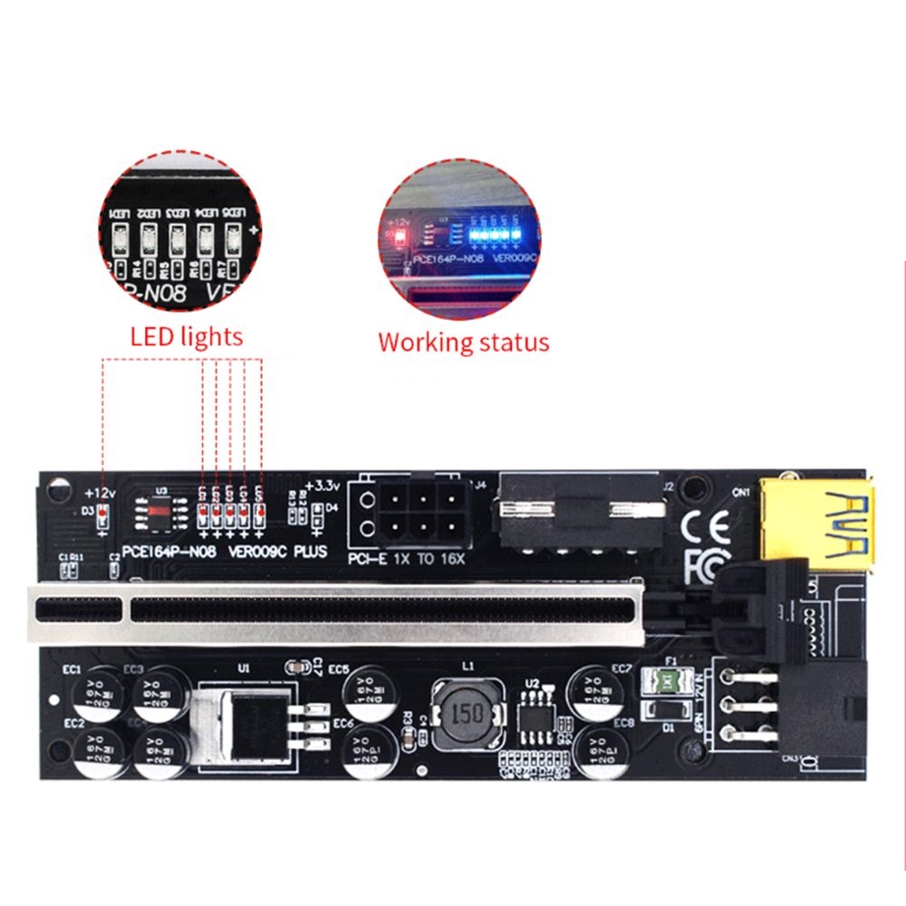 BEBETTERM Thẻ Chuyển Đổi Video PCI Express Có Đèn LED