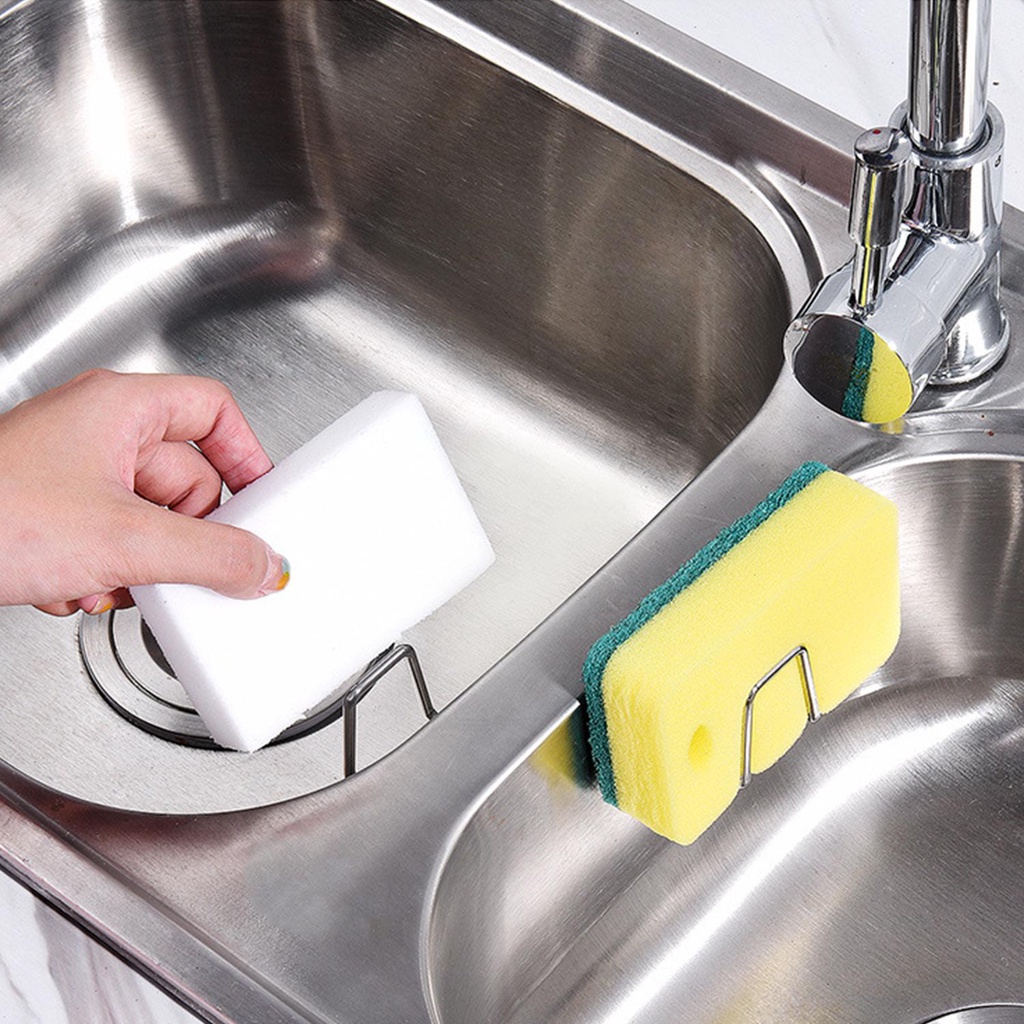 Giá Đỡ Mút Rửa Chén Tự Dính Bằng Thép Không Gỉ Tiện Dụng