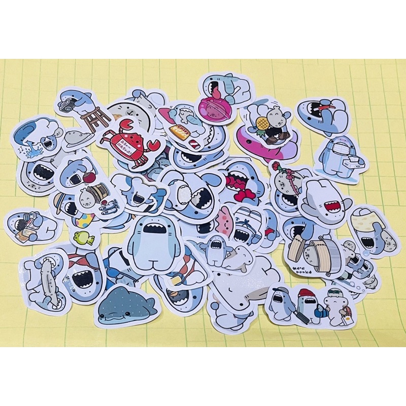 Sticker samezu shark 30-60 cái ép lụa chống xước chống nước/ảnh dán samezu shark