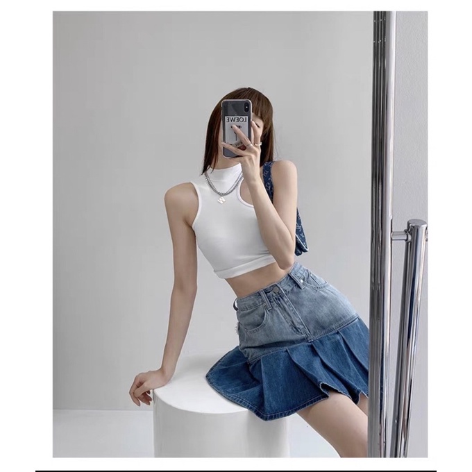 Áo croptop ba lỗ lệch vai cổ lửng cá tính 243 FIORI STORE